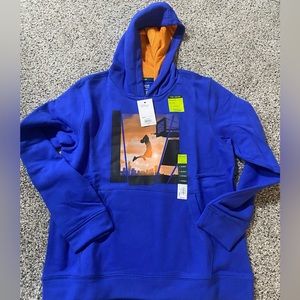 NWT Tek Gear Large Husky blue basketball graphic hoodie